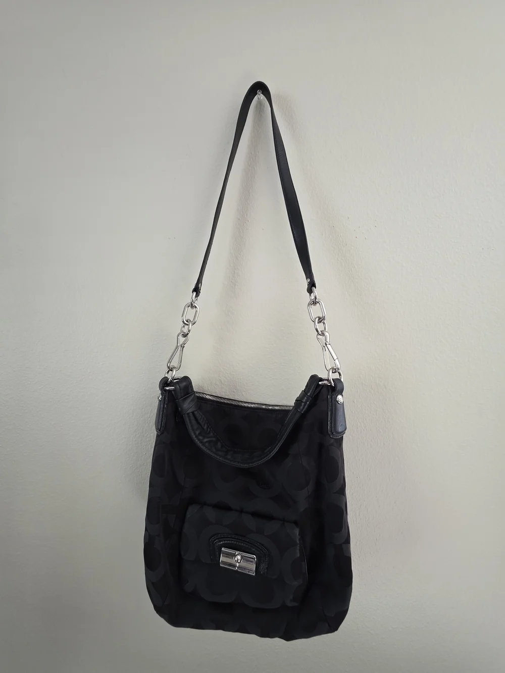 Coach Black Signature-Pattern Shoulder Bag